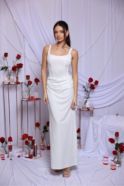 OEM Rochie lungă albă VELORA - Boutique Jade