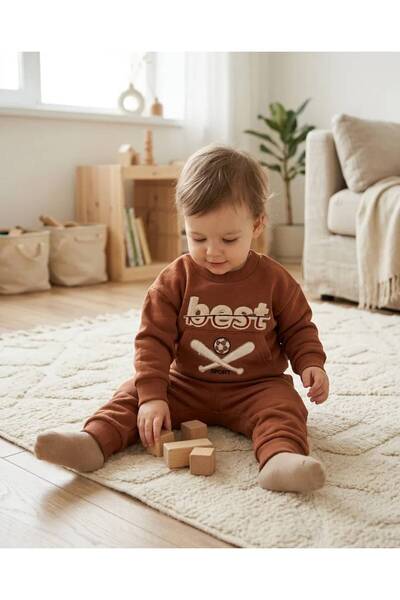 EFEYOO Best Embroidered Baby Boy Set 3 Threaded Threaded 100% Cotton 6-9-12-18-24 Months Top and Bottom 2-Piece Baby Boy Set Winter Baby Set