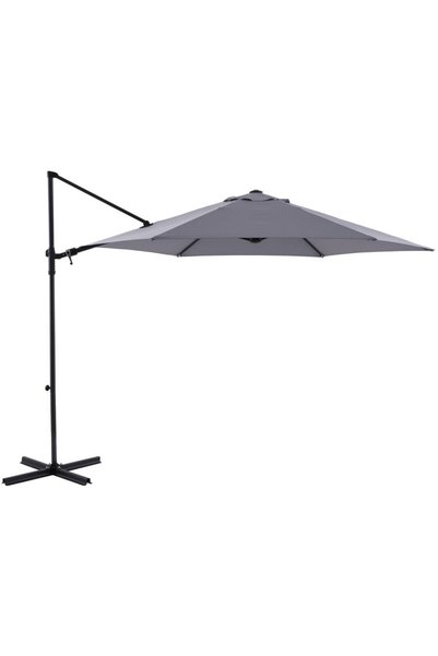Naterial Umbrela terasa, otel/poliester, 290 x 290 cm, H 235 cm, Gri