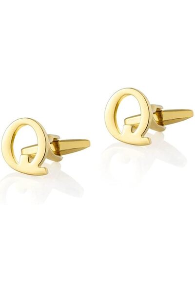 GENERAL Initial Gold Cufflinks for Men – Stainless Steel Monogram Letter Cuff...