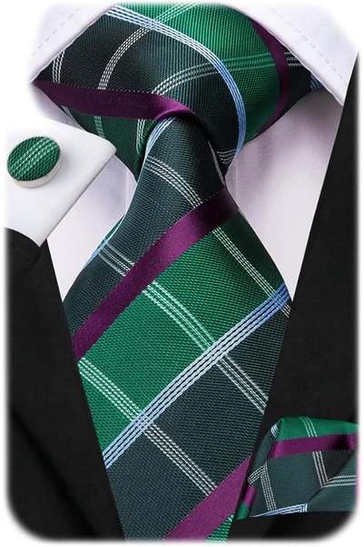 Dubulle Mens Paisely Silk Tie for Men Necktie and Pocket Square Set