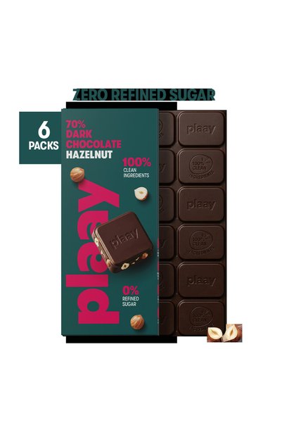 Plaay 70% Dark Chocolate Hazelnut Slab 6 × 80g