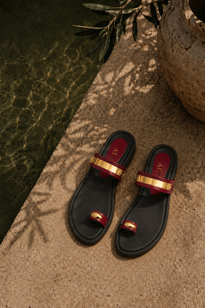 Hepsi Moda Poly Sole Flip Flops with Drop Accessories - Claret Red