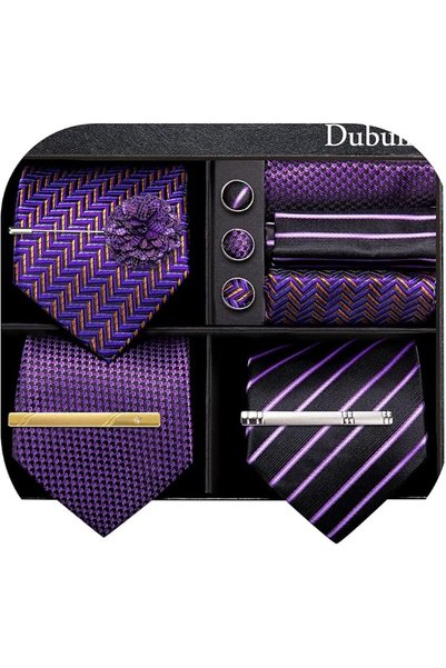 Dubulle Mens Paisely Silk Tie for Men Necktie and Pocket Square Set