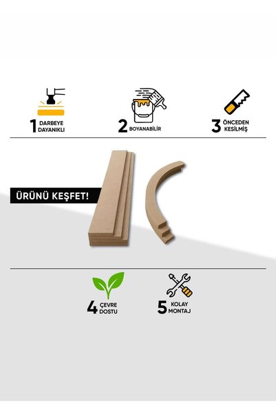Dekonil Pinterest Boyanabilir MDF Bohem Oval Duvar Çıtası Seti