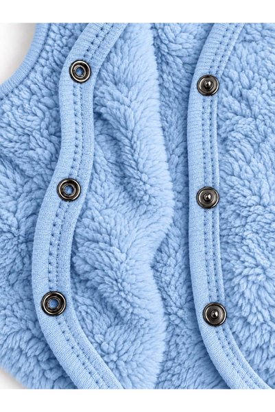 Oz Baby Unisex Baby Vest with Teddy Bear Embroidery, Plush Welsoft Autumn-Winter Snap Fastener Vest for Girls and Boys
