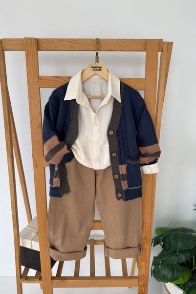 Minigimin Cicileri Set 3 piese pentru băieți, cu tricotaje cu model, cardigan...
