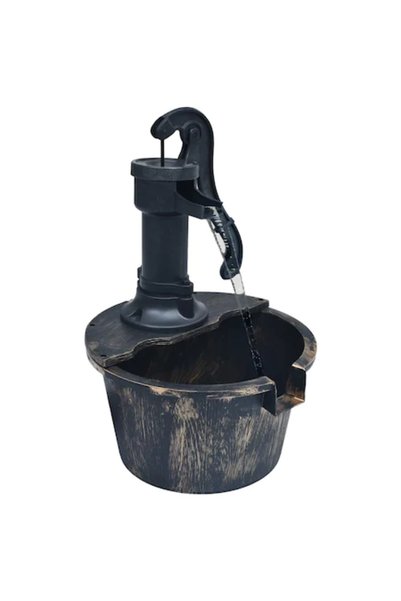 OEM Fantana de gradina cu butoi, cu pompa, vidaXL, Plastic, 29,5 x 45 cm Maro