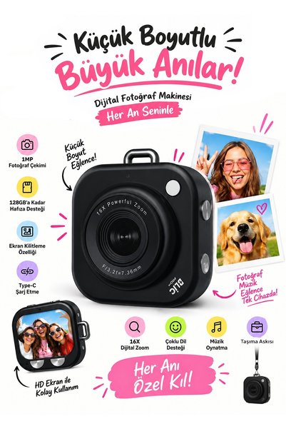 Blic PRO++ BLM-108 Mini Dijital Fotoğraf Makinesi Siyah 1 MP, 2,01 İnç Ekran,...