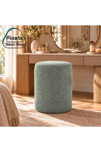 PixelsBeanBag مقعد عثماني دائري كبير قماش بوكليه من بكسل بين باج، لغرفة المعي...