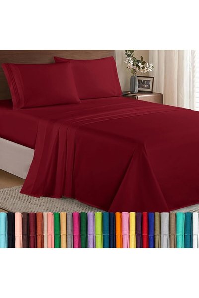 Elegant Comfort طقم سرير فاخر ناعم من 4 قطع، 1500 خيط، قطن مصري عالي الجودة، ...