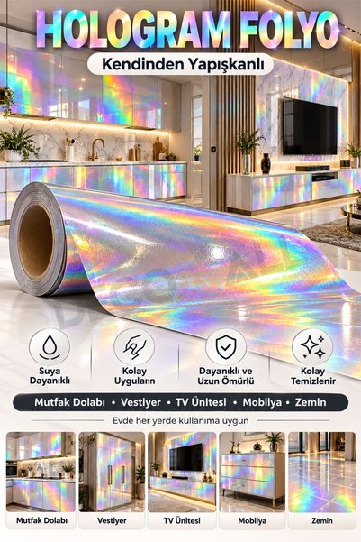 DECOMALL ( DZ 5 ) Hologram Kendinden Yapışkanlı Beyaz Eşya Mobilya Fayans Zem...