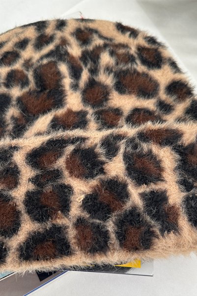 Modex Leopar Desen Katlamalı Yumuşak Doku Bere (Polyamide)