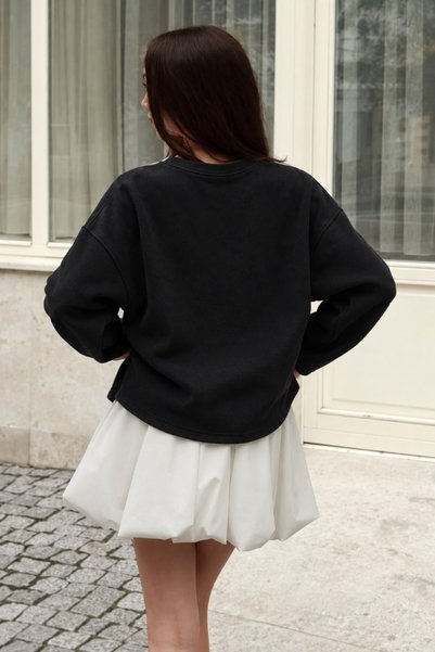The Champ Clothing Women's Relaxed Fit Sweatshirt Life Is Too Short Printed Black – Crew Neck, 3 Thread Without Ruffles