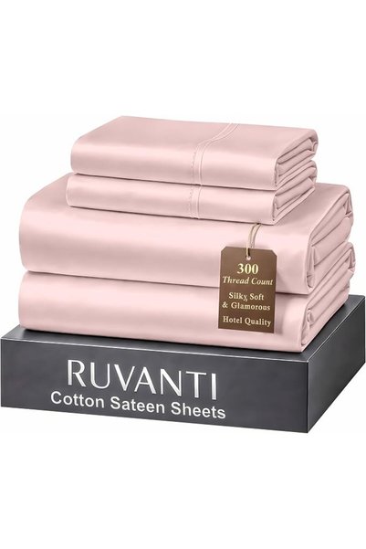 RUVANTI ملاءات سرير 100% قطن - طقم ملاءات ناعمة وقابلة للتنفس مقاس كينج - ملا...