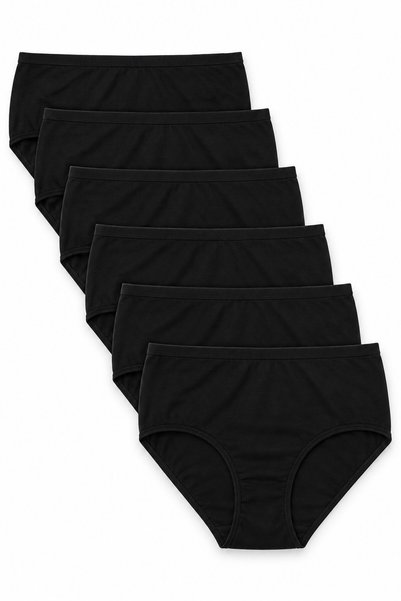 REN Women's 6-Piece Black Non-Marking High Waist Bato Panties