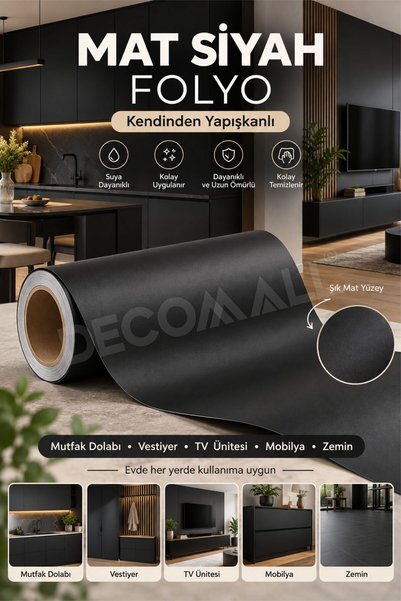 DECOMALL (DZ 1) Mat crna samolepljiva bela oprema nameštaj pločice pod kupaon...