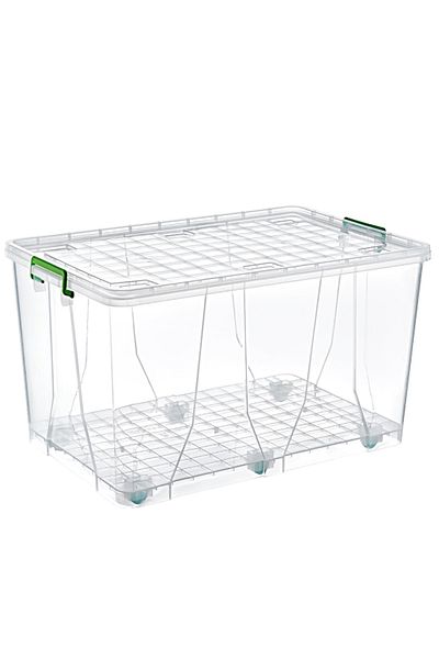 Şenyayla Plastik 3 Pieces Maxi Plastic Storage and Organization Box with Wheels 120 Lt- 2626-3