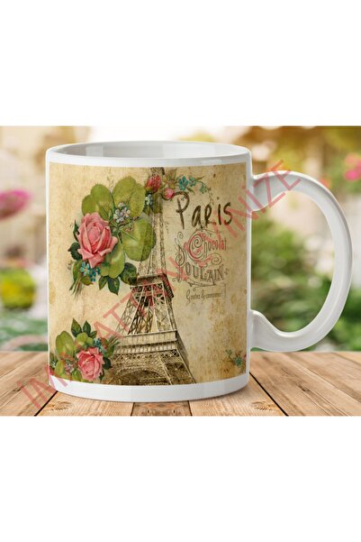 ART HEDİYE كوب باريس فينتاج مطبوع على الجانبين