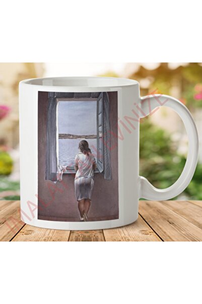 ART HEDİYE كوب بناتي ينظر من خلال النافذة مطبوع على الجانبين