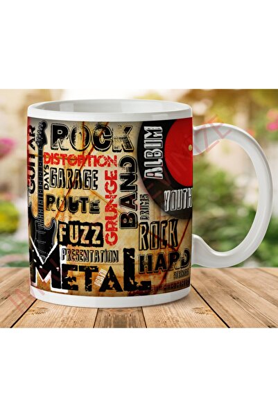 ART HEDİYE كوب مطبوع عليه موسيقى الروك ميتال على الجانبين