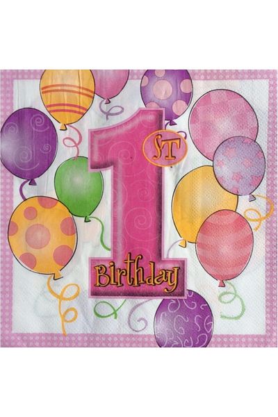 PartiPan 1 Year Old Pink Paper Napkin