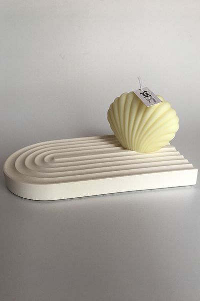 sin istanbul Striped Concrete Plate White