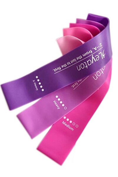 Leyaton 3'lü Aerobik Bandı Latex Bant Set Pilates Yoga Lastiği