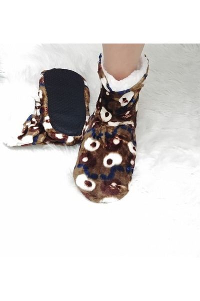 KorseShop Iarnă Maro Mătăsos Femei Gros Pluș Papuci Cizme Cizme Pantofi de acasă Cizme Talpă moale
