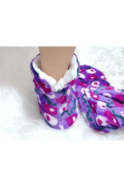 KorseShop Unisex Iarna Liliac Mătăsos Gros Pluș Papuci Cizme Cizme Pantofi de acasă Cizme Talpă moale