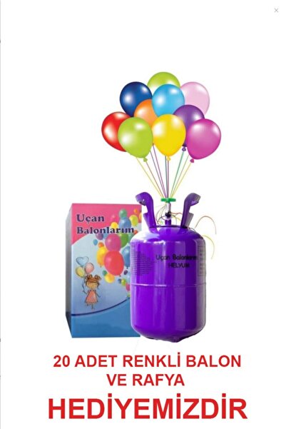 Baloncum Helyum Tüpü Kullan At (balon Gazı 20 Adet Metalik Karışık Renk Balon Ve Ipi Ile Birlikte)