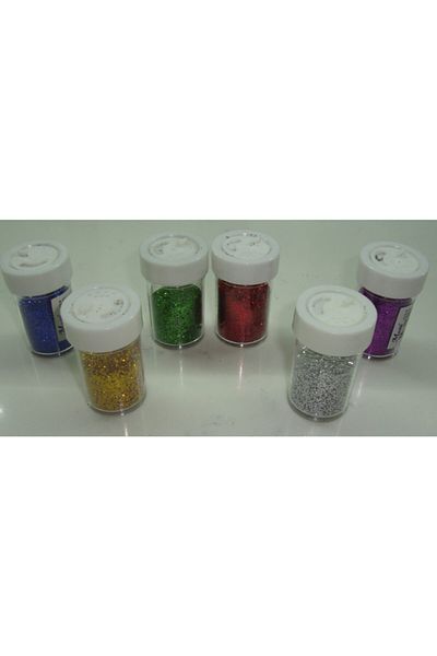 Masis Powder Glitter 8 Gr Salt Shaker Box (grey-gold-blue-purple-red-green) Pack of 6