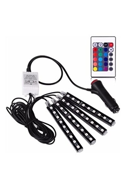 TEAMCAR 12 Ledli 17 Renk Müziğe Duyarlı Ayak Altı Led Araç Içi Kumandalı Ledl...