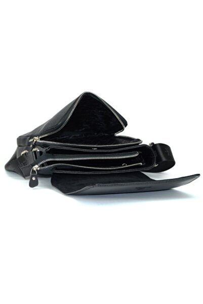 Eminsa Erkek Siyah Floter Deri Askılı Omuz Çantası
