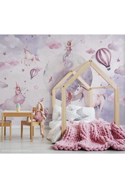 Duvar Kağıdı Marketi Pembe Unicorn Ve Perili Duvar Kağıdı