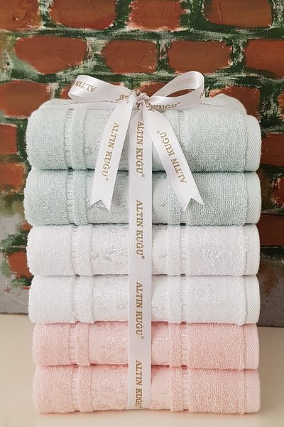 Özdilek Camellia Towel 6 Pieces - White Pink Mint