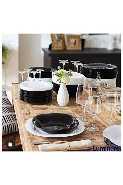 Luminarc Carine Beyaz Siyah 6 Parça 2 Kişilik Yemek Takımı.