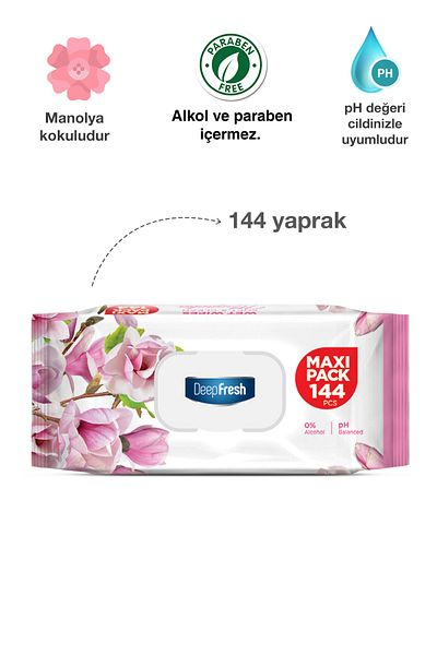 Deep Fresh Maxi Pack Wet Wipes Magnolia 144 Sheets