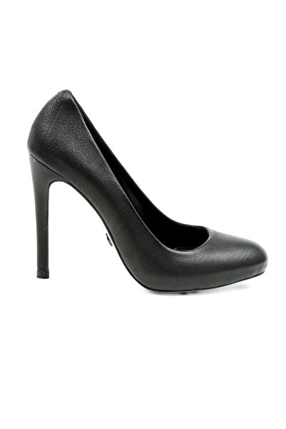CANES AYAKKABI Kadın Siyah Deri Gizli Platformlu Stiletto Ayakkabı