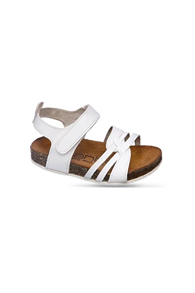 Sanbe 510 T 2012 21-25 Kız Deri Çocuk Sandalet Beyaz