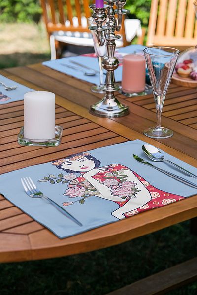 Realhomes Set de servicii americane cu fundal albastru din 6 piese