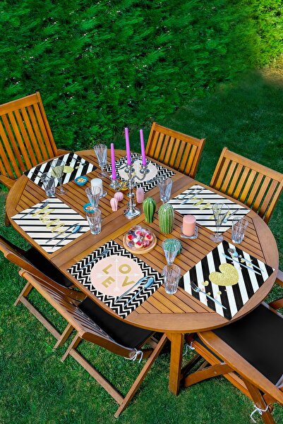 Realhomes 6-dijelni set podmetača sa zlatnim detaljima Hello & Love, poseban ...