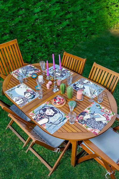 Realhomes Set de servicii americane cu fundal albastru din 6 piese