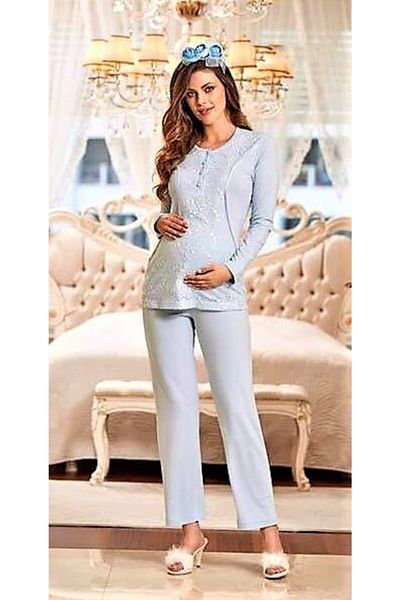 FLZ Set Pijama Maternitate Albastru
