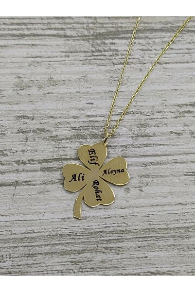 Genel Markalar Dört Isimli Dört Yapraklı Yonca Kolye 925 Ayar Gümüş kaplama