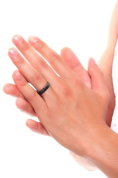 LABALABA Men's Metallic Anthracite Lacquer Plated Adjustable Ring