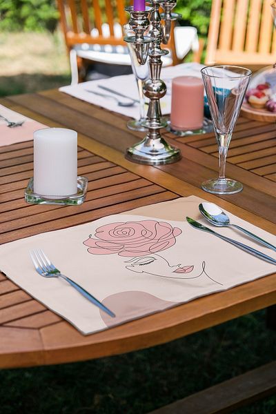 Realhomes Σετ 6 τεμαχίων Onedraw Silhouette & Rose Design American Service