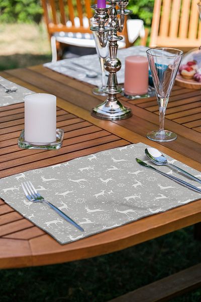 Realhomes Set de serviciu american cu tematică dragoste fulgi de nea gri 6 piese