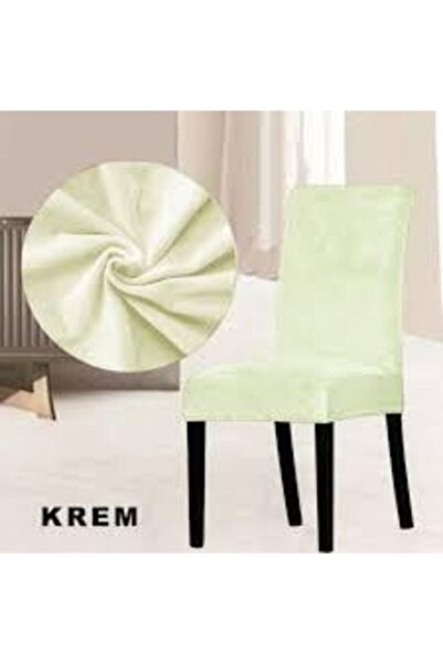 KARAHANLI Kadife Sandalye Örtüsü 1 Adet Standart Örtü Krem Renk