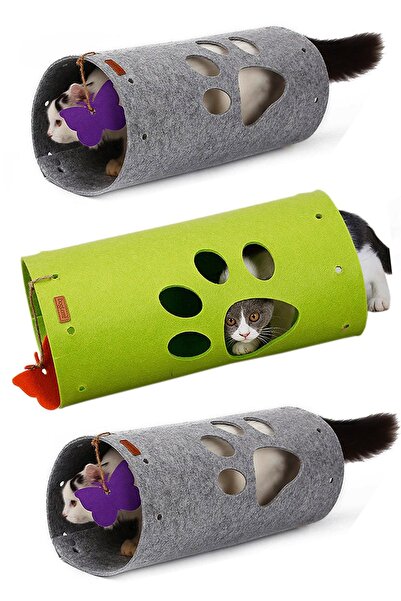 UTKU TASARIM Cat Tunnel 3 Pieces Can Be Added Functional Pet Toy Tunnel Md7
